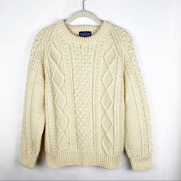 Lands' End Sweaters - Lands End Wool Cable Knit  Fisherman Sweater